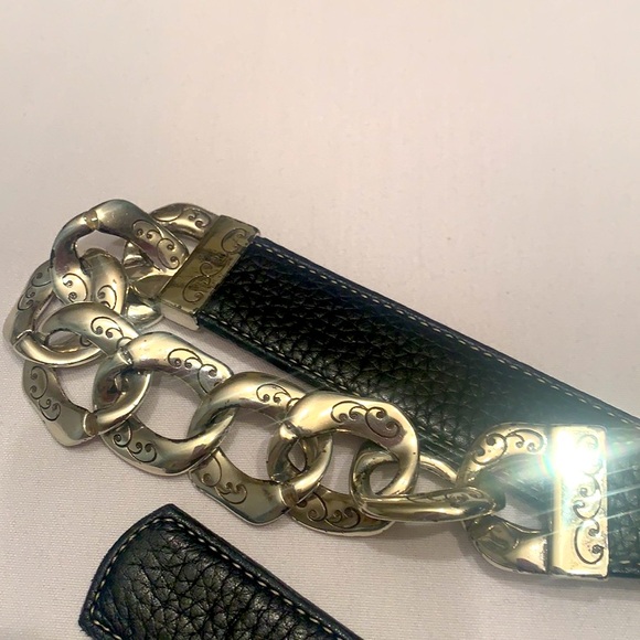 Brighton silver black belt with texture leather and adjustable fit. - Picture 6 of 7